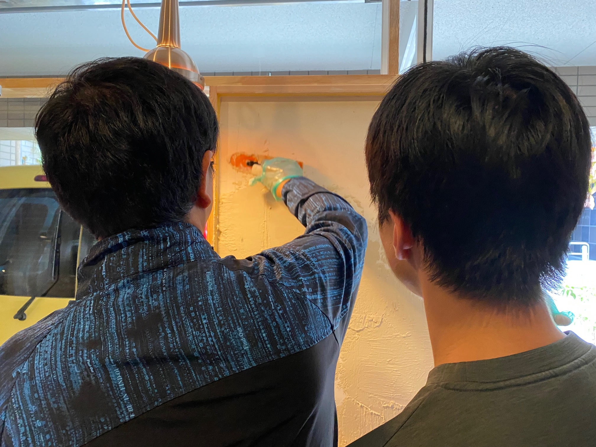 DIYリノベ京都，塗り壁体験DIY京都，うまーくヌレール漆喰