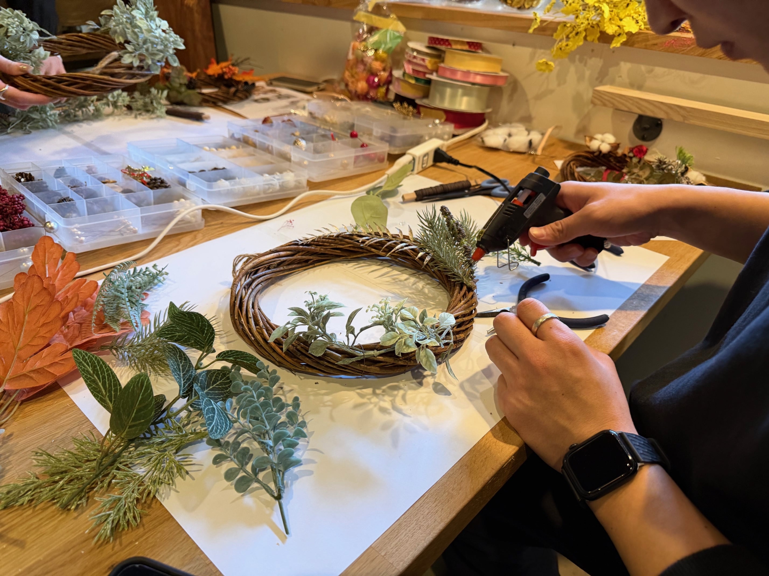 カップルでリースづくり京都，カップルでワークショップ京都