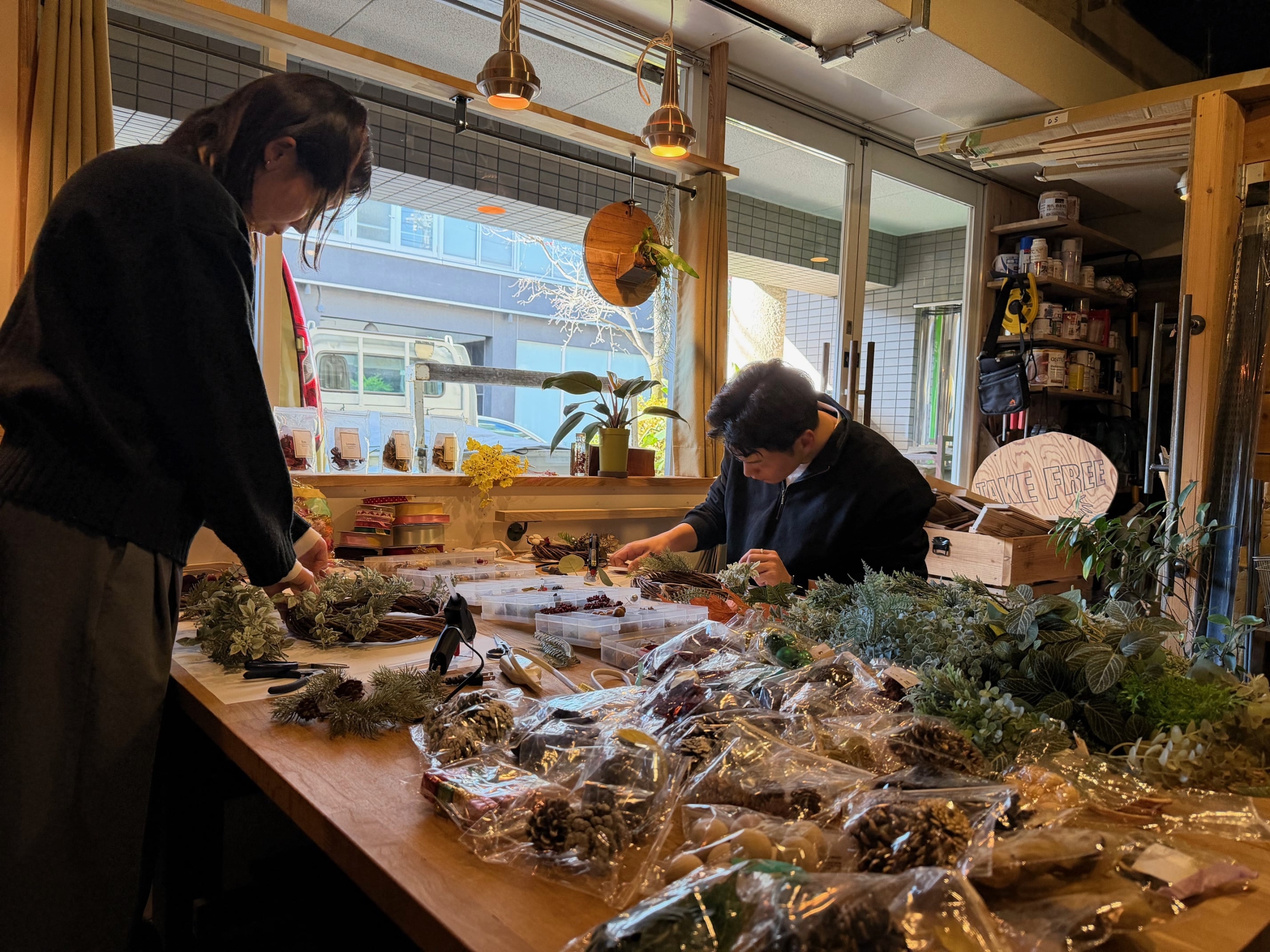 カップルでリースづくり京都，カップルでワークショップ京都