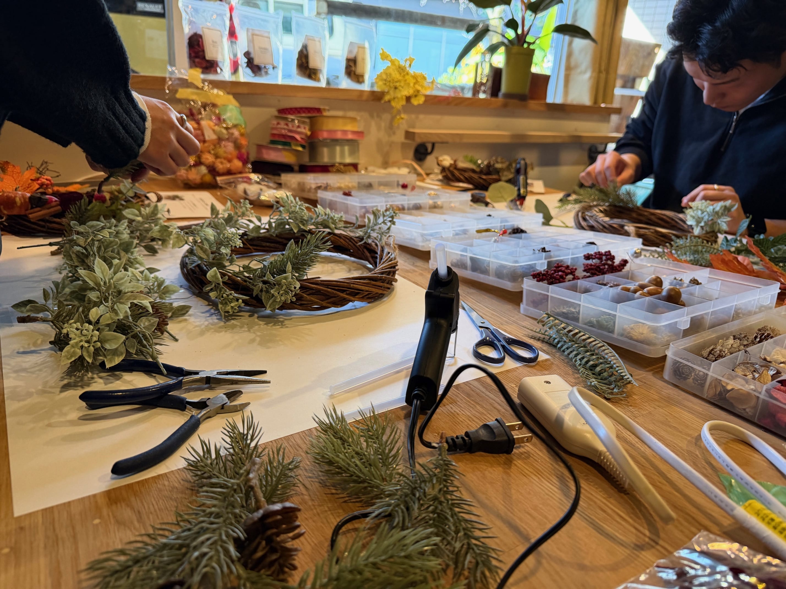 カップルでリースづくり京都，カップルでワークショップ京都