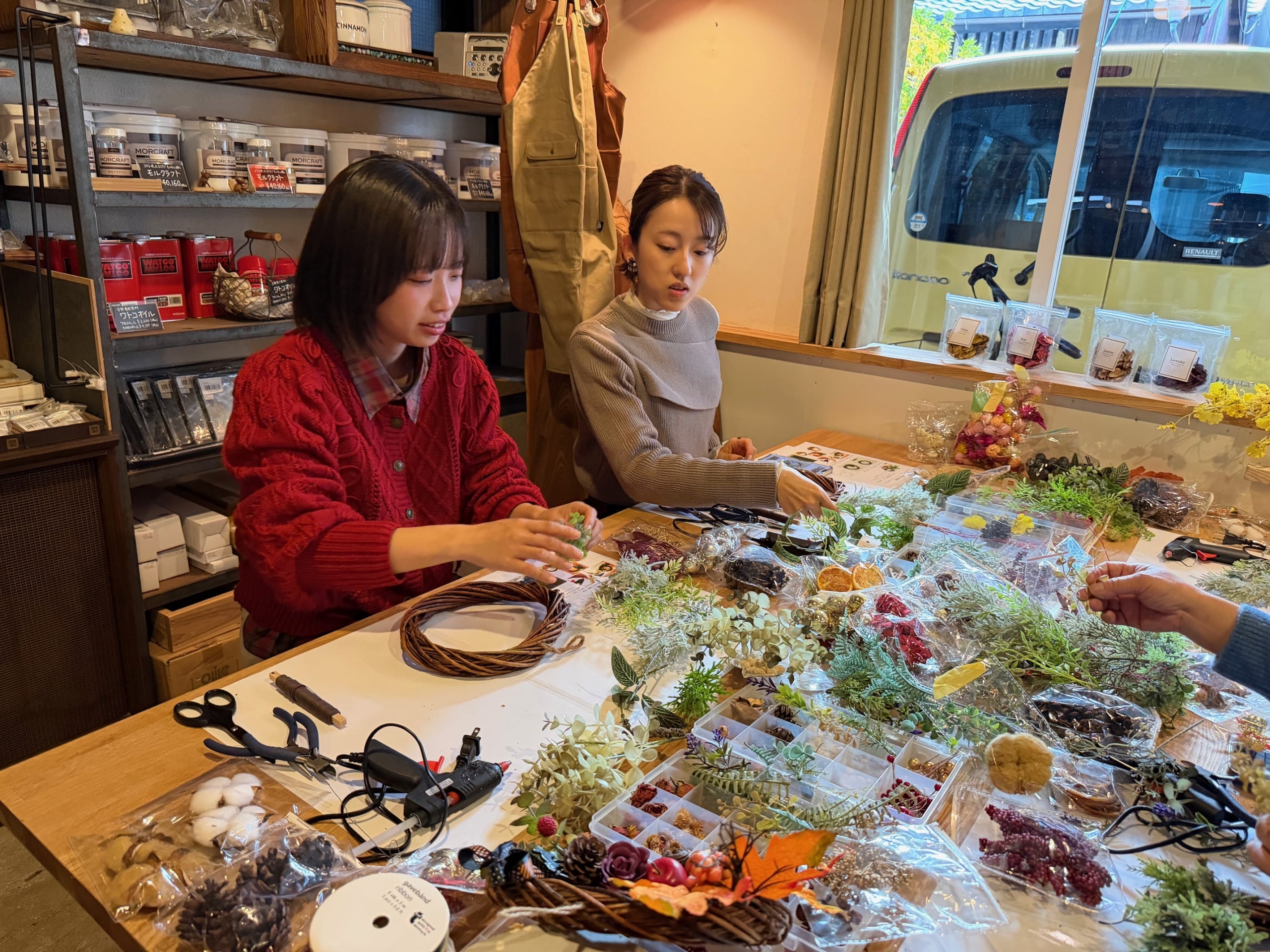 DIY女子，京都遊び場，リースづくり