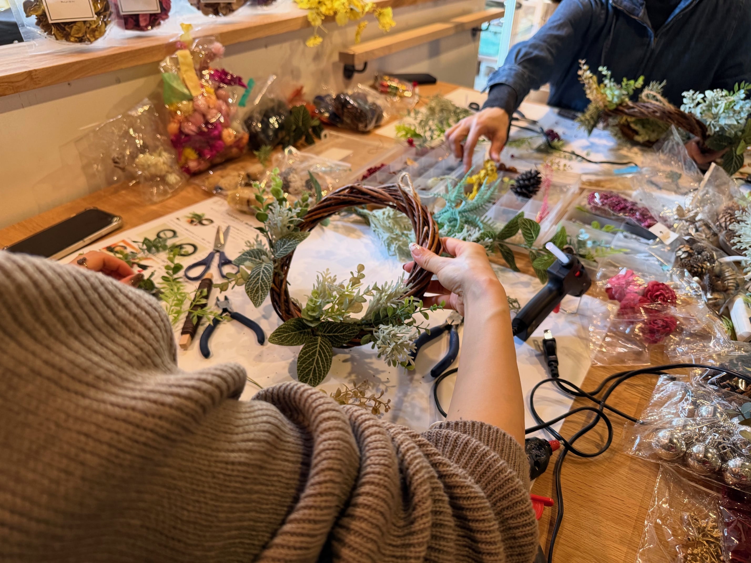 DIY女子，京都遊び場，リースづくり