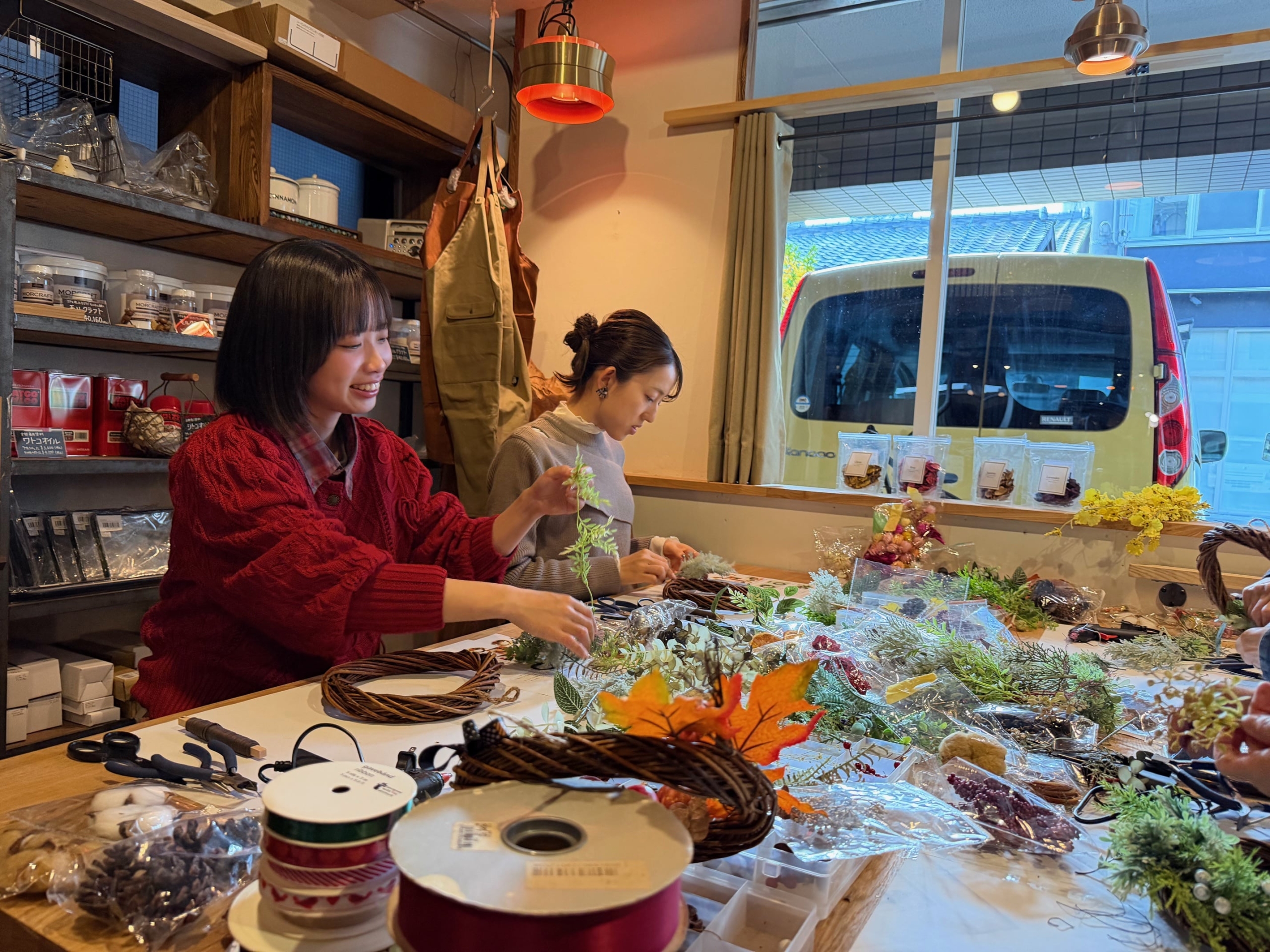 DIY女子，京都遊び場，リースづくり