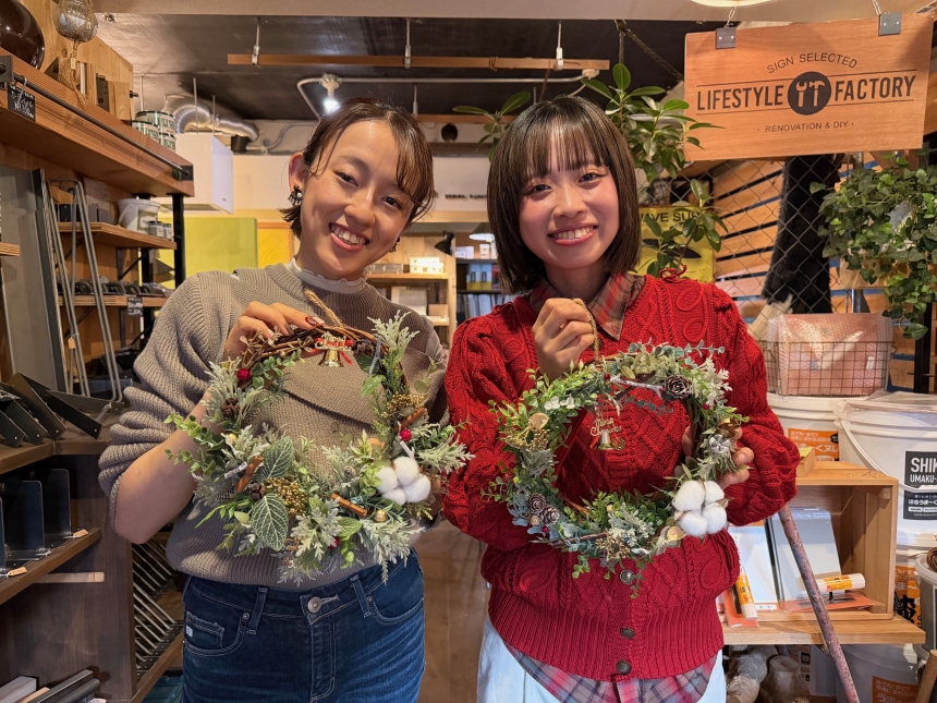 遠方のお友達と合流「クリスマスリースづくり」☆