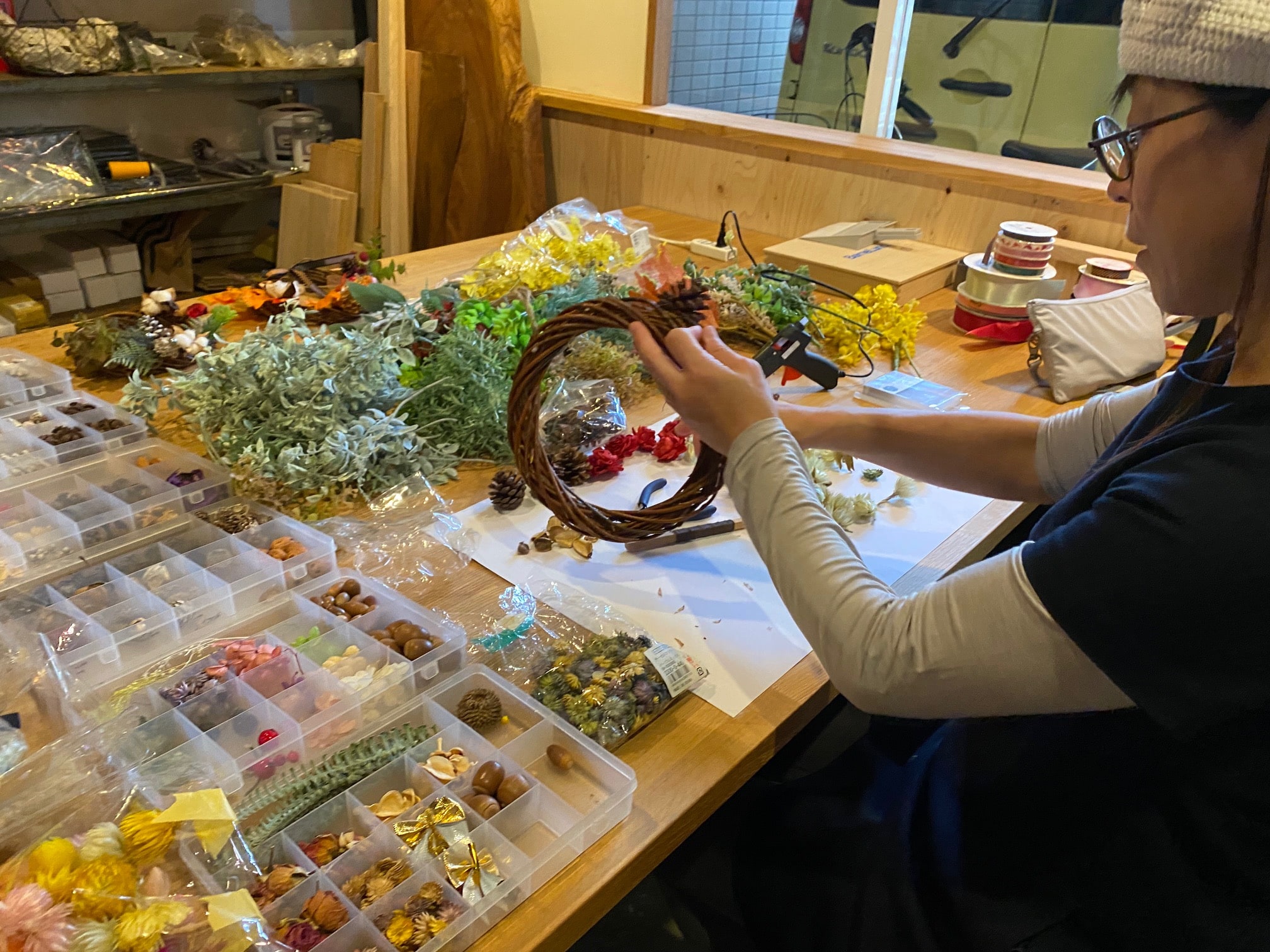 京都遊び場，リースづくりワークショップ京都