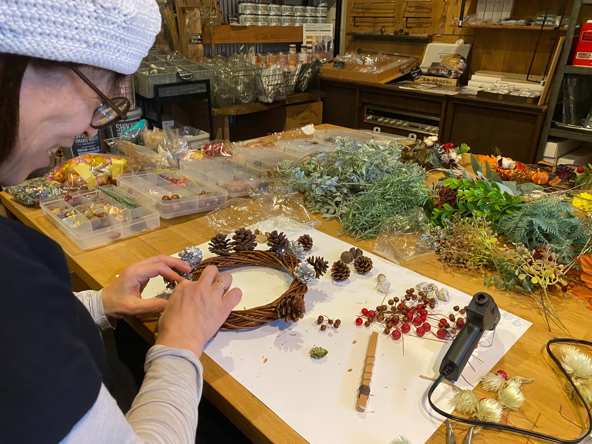 京都遊び場，リースづくりワークショップ京都