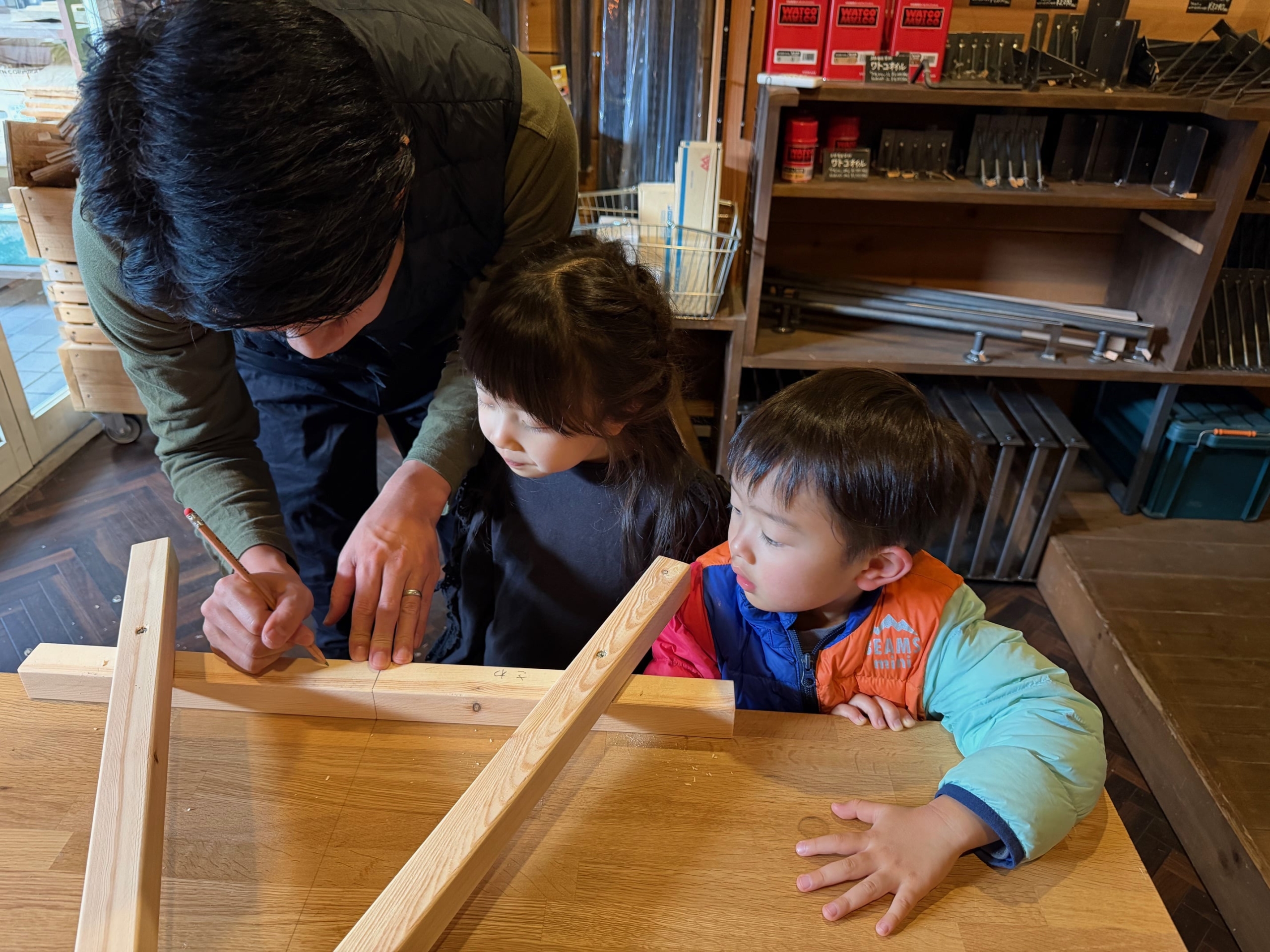 親子体験京都，三角竹馬づくり京都