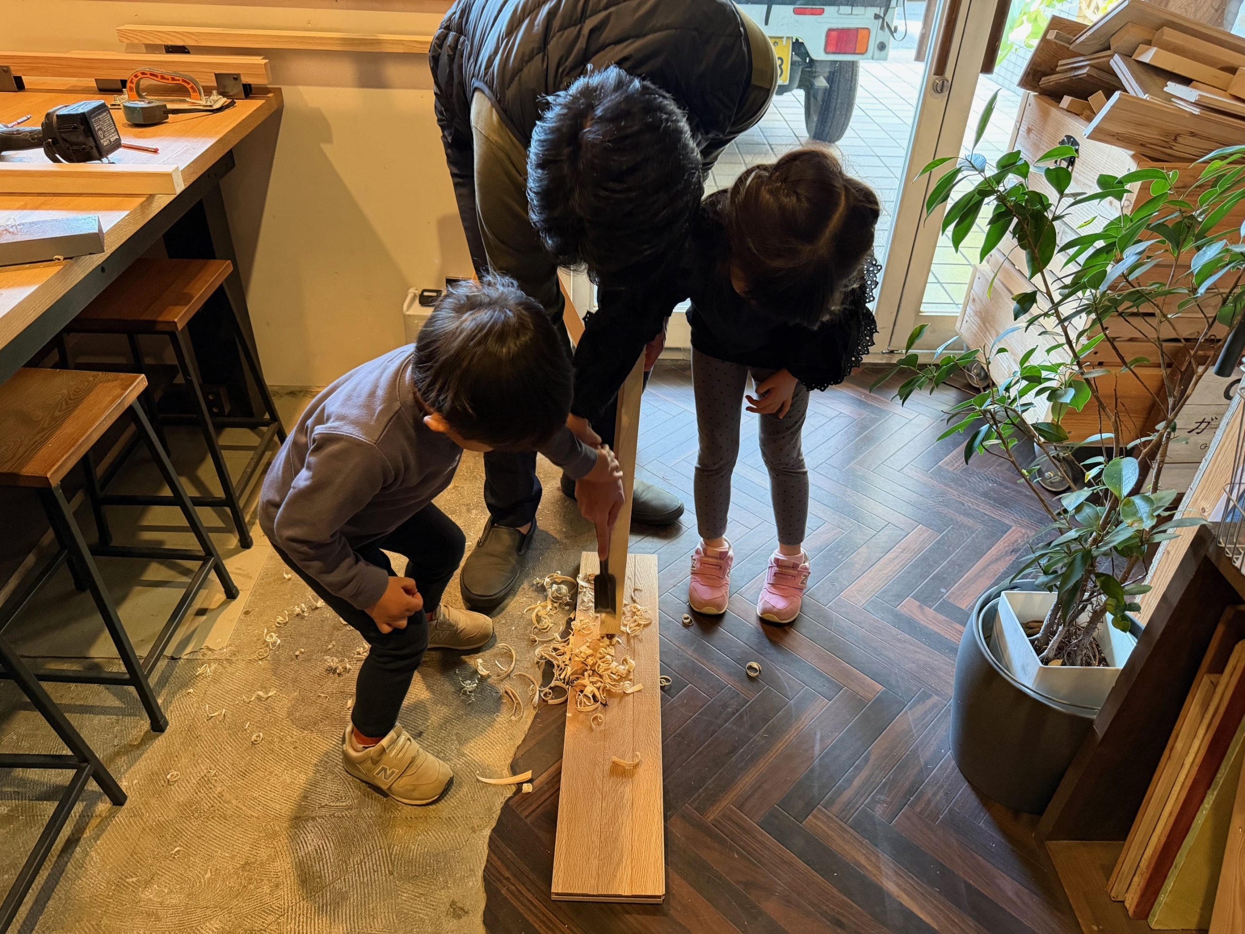 親子体験京都，三角竹馬づくり京都