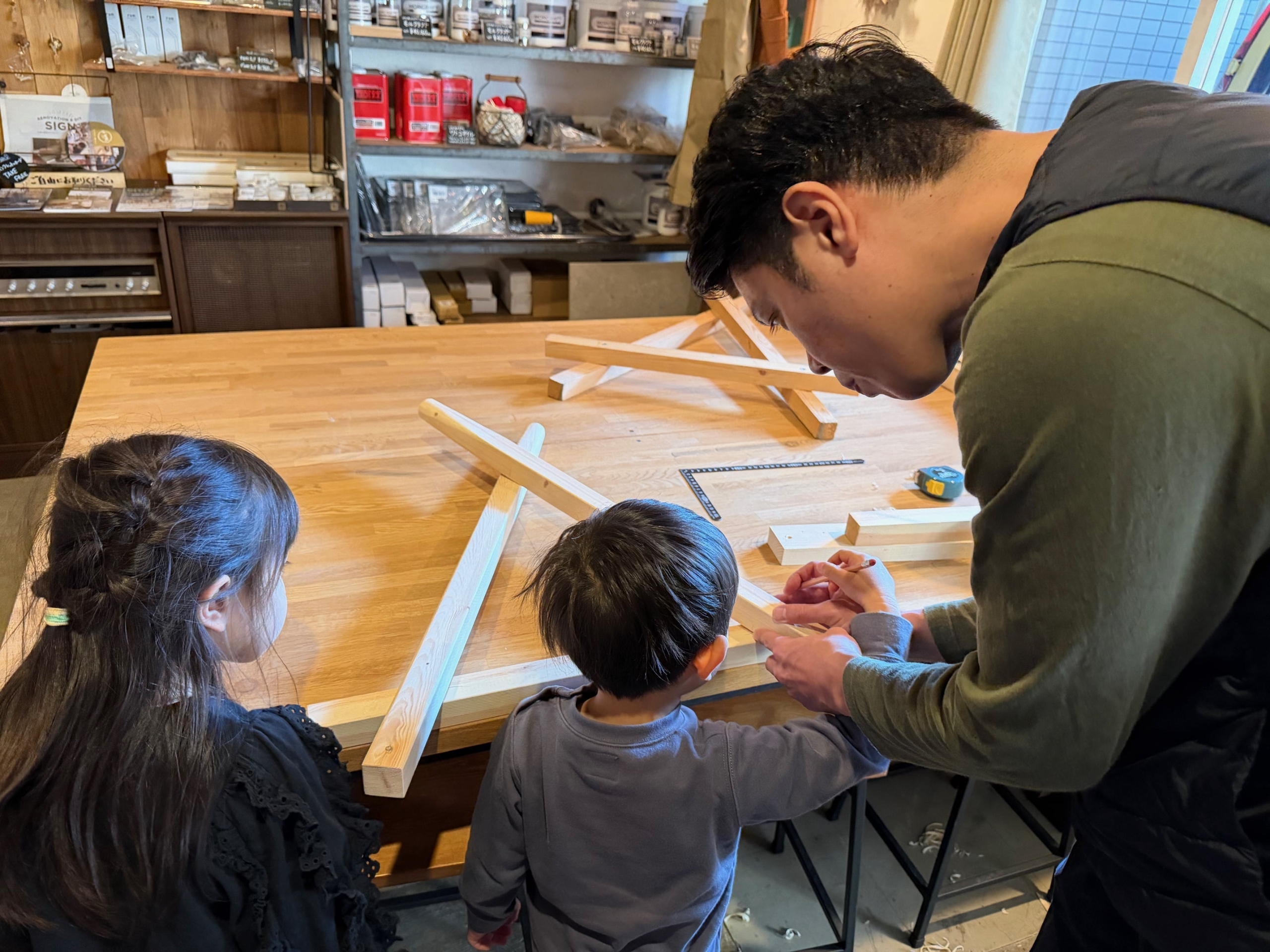 親子体験京都，三角竹馬づくり京都