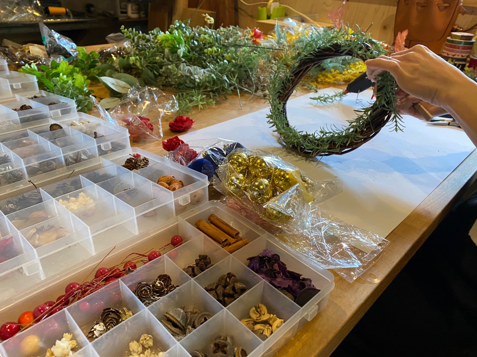 京都遊び場，リースづくりワークショップ京都