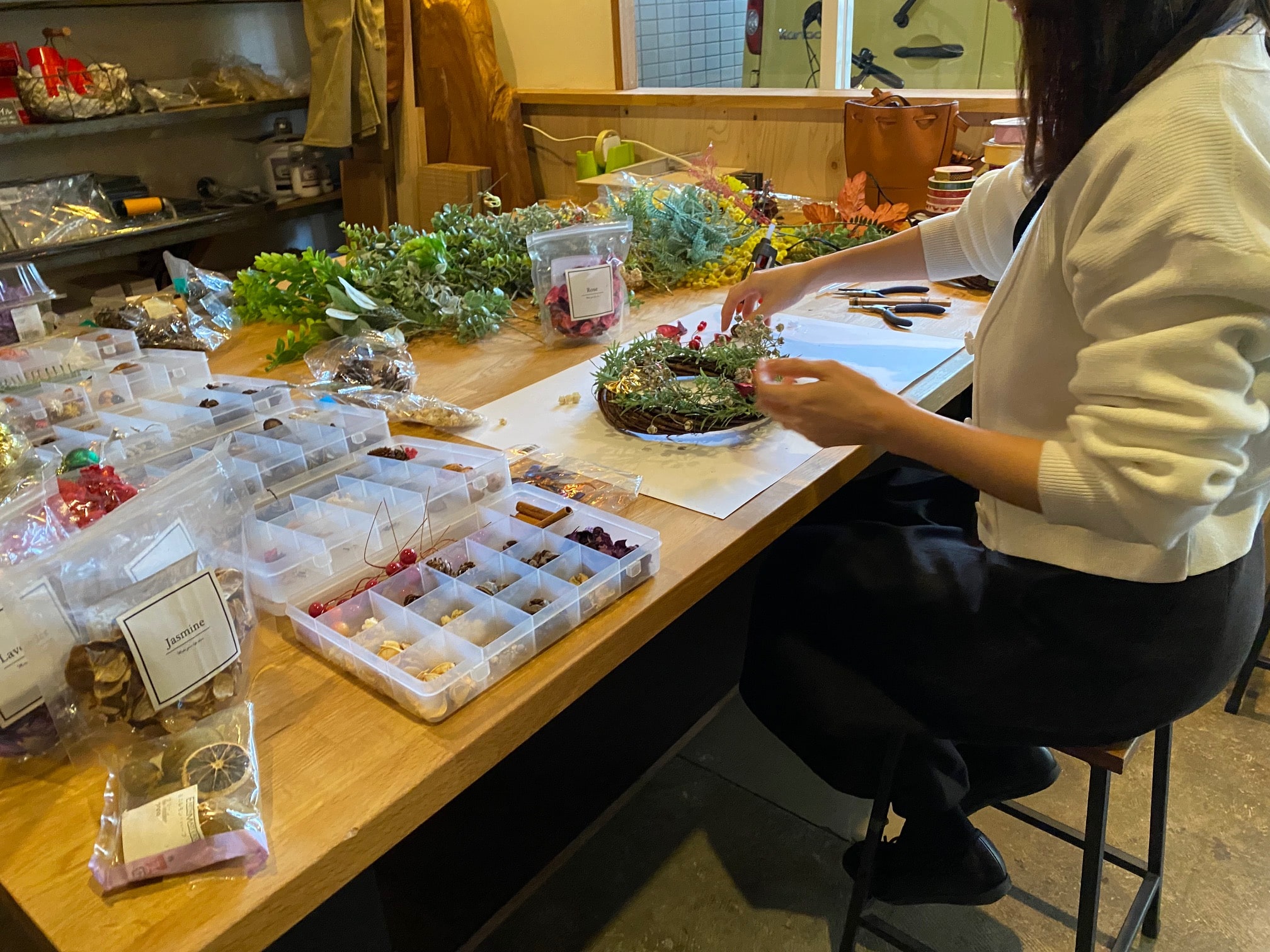 京都遊び場，リースづくりワークショップ京都