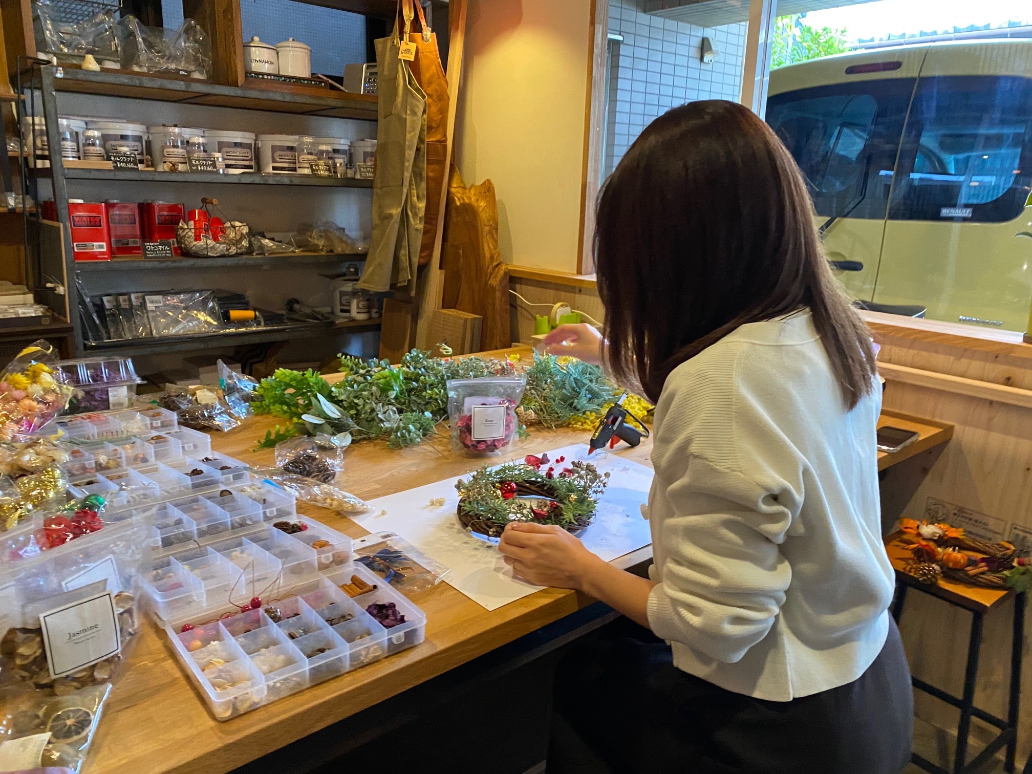 京都遊び場，リースづくりワークショップ京都